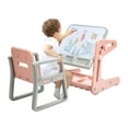 thumbnail image 1 of Topbuy 2 en 1 Enfants Table à Dessin et Chaise Réglable Ensemble avec Espace de Stockage, 1 of 7