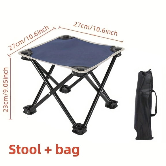 Portable Folding Stool Lightweight Mini Outdoor Camping Stool with Carry Bag 140kg Load Capacity Stool for Fishing Camping Chair