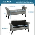 thumbnail image 5 of Alden Design Button Tufted Ottoman Storage Bench with Rolled Arms, Light Gray Fabric, 5 of 7
