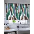 thumbnail image 5 of Sheer Curtains 54 Inch Length, Green Blue Brown Moire Semi Sheer Curtains Light Filtering Window Treatment, Modern Abstract Art Privacy Voile Drapes for Living Room Bedroom 52x54 Inch, 5 of 7