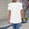thumbnail image 7 of Oplxuo Women's Flutter Sleeve Chiffon Work Blouse Dressy Casual Keyhole Office Shirts Elegant Ladies Pleated Business Tops, 7 of 7