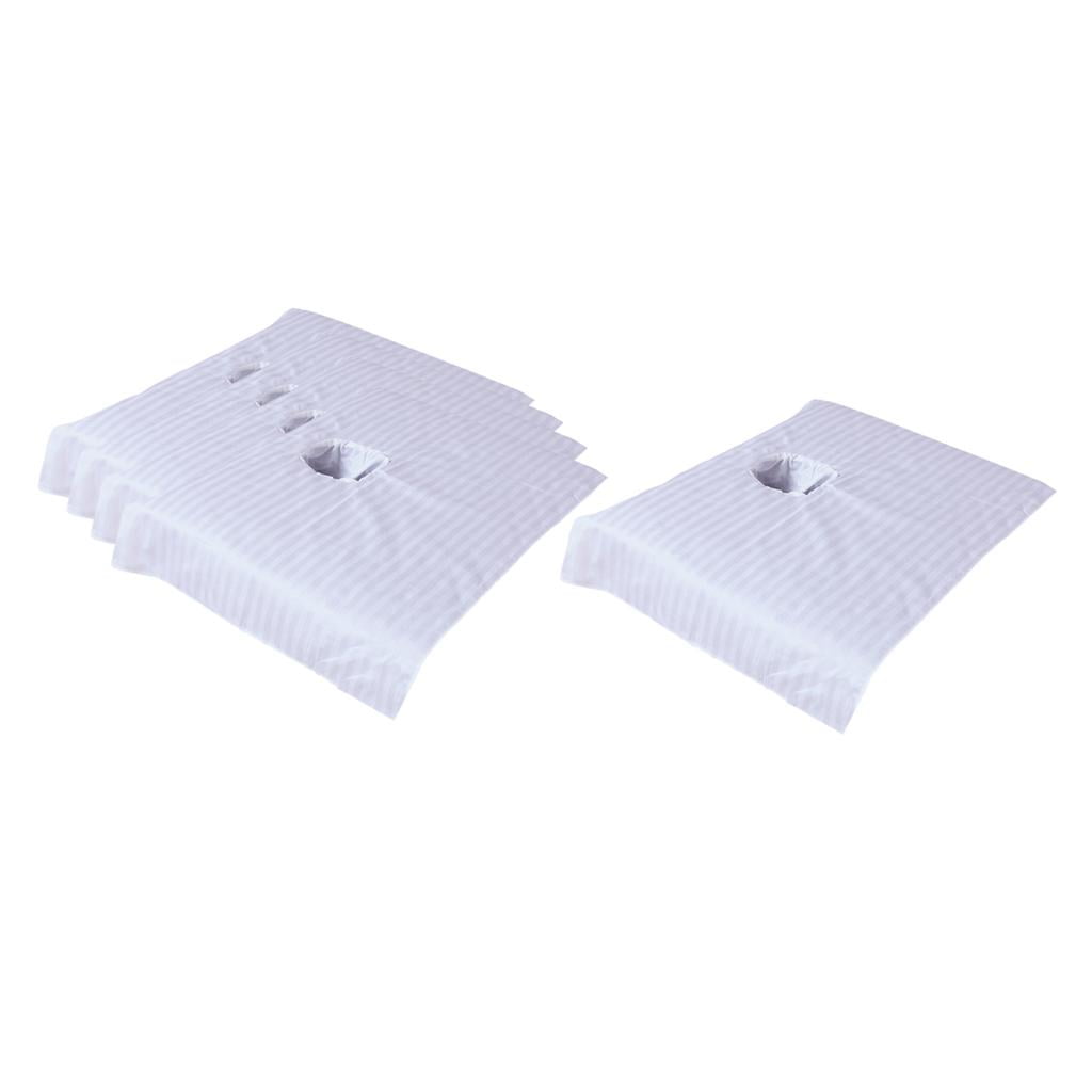 5x Sectional Cosmetic Massage Table Bed Sheet Cover with Face Breath Hole, Cotton, 50x80cm