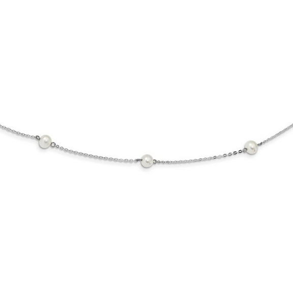 925 Sterling Silver Polished Spring Ring and Freshwater Freshwater Cultured Pearl Necklace 16 Inch Measures 6mm Wide - P
