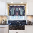 thumbnail image 5 of Yayeee Kitchen Curtains Tier Pair Light Filtering 27"x36" Rod Pocket Short Cafe Window Panel, Cube Stripes, 5 of 7