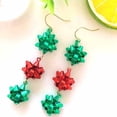 thumbnail image 2 of Yoyauz Christmas Earrings for Women, Cute Green Christmas Gift Bow Dangle Earring, Holiday Crazy Party Drop Stud Earrings, 2 of 3