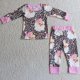thumbnail image 1 of Ropa de dormir de manga larga para niños, conjunto de pantalones con volantes rojos, ropa de dormir para bebés, pijamas de Papá Noel de Navidad, venta al por mayor, 1 of 2