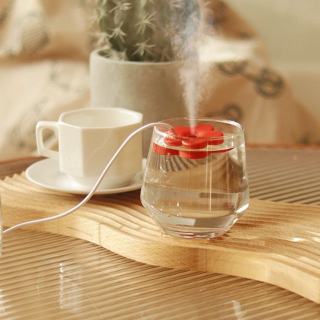Humidificateur USB, timing intelligent 8 heures Protection Portable Small Flower Humidificateur facile à utiliser Mini si calme pour la maison Chambre des enfants Bureau ou bureau