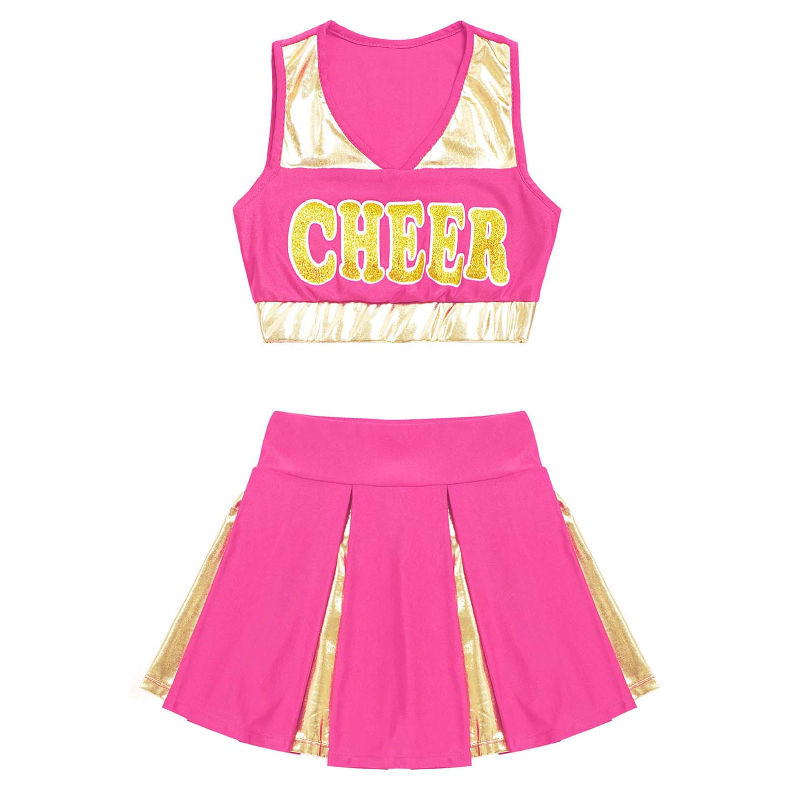 MSemis Kids Girls Cheerleading Costume Skirt Set Crop Tops Pleated ...