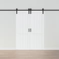 thumbnail image 2 of 60''x84'' Double White Primed Paintable Sliding Barn Door – Solid Manufactured Wood, Closet & Pantry Interior Door with Complete Installation Hardware Kit, 2 of 7