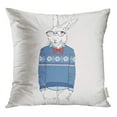 thumbnail image 1 of RYLABLUE Rabbit Bunny Habillé en Jacquard Chandail Hipster Anthropomorphe Taie d'Oreiller Housse de Coussin, 1 of 1