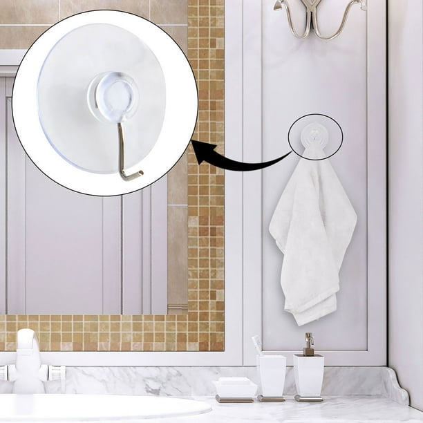 Ganchos de ventosa Uxcell con gancho de metal de 1.6" de diámetro, colgador de ventana de vidrio transparente, cocina, baño, 12pcs