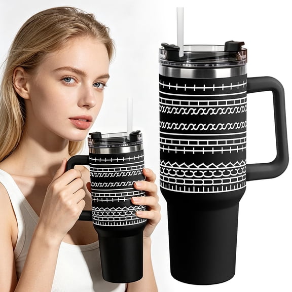 40 oz Insulated Tumbler with Handle Flip Straw Leakproof Stainless Steel Travel Cup Reusable Large Capacity Drinkware for Water Coffee Car Office Outdoor