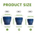 thumbnail image 3 of Modern Pots for Plants - 10/8/6 inch with Drainage Hole, Round Ceramic Planter Set for Succulents & Flowers Decorative Home Accent Matte Blue, 3 of 8