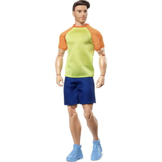 Barbie Ken Fashionistas Doll #123, Broad with Black Curly Hair in  Multi-Colored Shirt & Shorts
