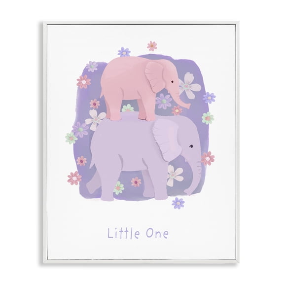 Stupell Industries Contemporary Little One Baby Elephant White Framed Giclee Art, 16 x 20, by Diane Neukirch