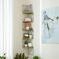 thumbnail image 2 of Corner Shelf Wall Mount of 5 Tier Rustic Wood Floating Shelves Wall Shelves for Bedroom Living Room Bathroom Kitchen Office and More Carbonized Black, 2 of 6