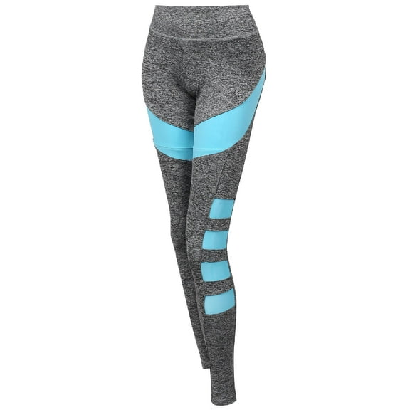 FashionOutfit Women's Sports Yoga Fitness Workout Side Mesh Insert Stretch Long Leggings