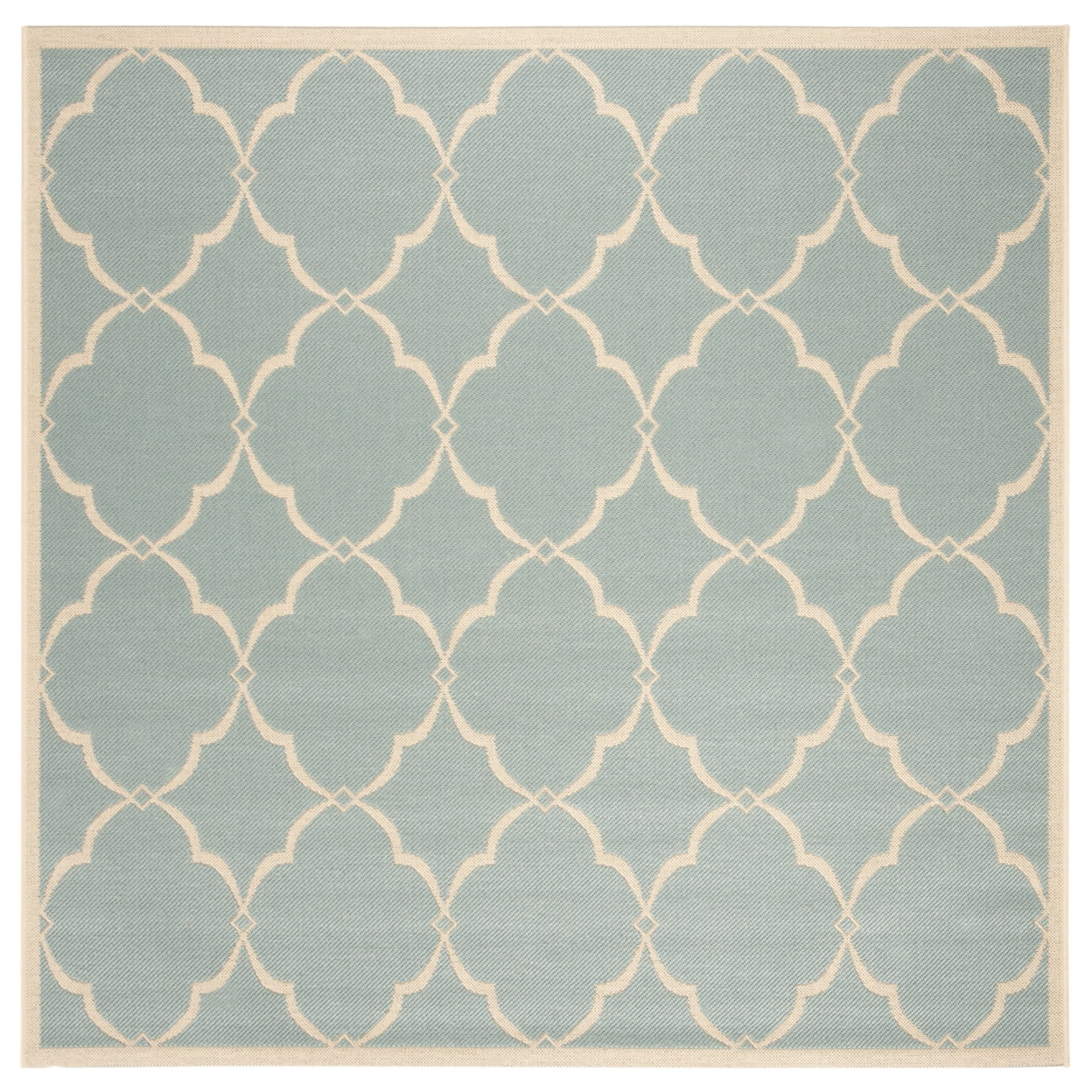 SAFAVIEH Beach House Nick Indoor/Outdoor Area Rug Aqua/Cream, 6'7" x 6'7" Square