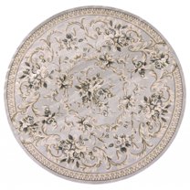 8' Light Grey Floral Round Indoor Area Rug