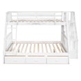 thumbnail image 5 of Harper & Bright Designs Twin Over Full Bunk Beds with Storage Stairway & Drawers, Solid Wood Bunk Bed with Storage Stairway and Guard Rail for Bedroom, White, 5 of 11
