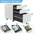 thumbnail image 6 of MIIIKO 3-Drawer Rolling File Cabinet, Metal Mobile File Cabinet with Lock, Filing Cabinet Under Desk fits Legal/Letter/A4 Size for Home/Office, 6 of 6