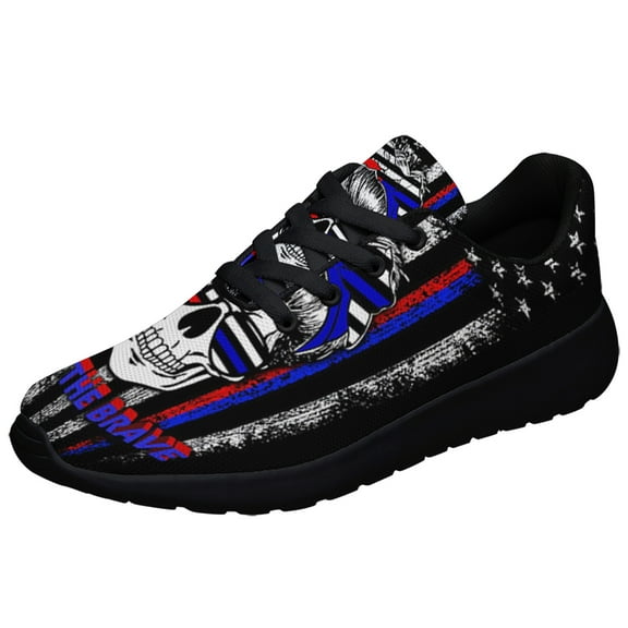 Back The Brave Thin Red and Blue Line Shoes Sneakers for Women Men Black Size 3.5