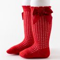 thumbnail image 1 of 9-Color Spring Summer Baby Socks Big Butterfly Net Eye Tube Socks Knee Length Loose Mouth Children Girl Socks red M-1-2Years, 1 of 6