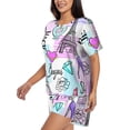 thumbnail image 2 of Picia Eiffel Tower and Hearts Pajamas Sets for Women Soft Short-Sleeved Pjs with Lounge Shorts Two Piece Sleepwear-4X-Large, 2 of 9