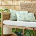 thumbnail image 2 of MARTHA STEWART Modern Banana Leaves Indoor Outdoor Decorative Lumbar Pillow 2-Pack Set, UV Fade Resistant, Water Repellent, Printed Tropical Design, Green, 11"x18", 2 of 9