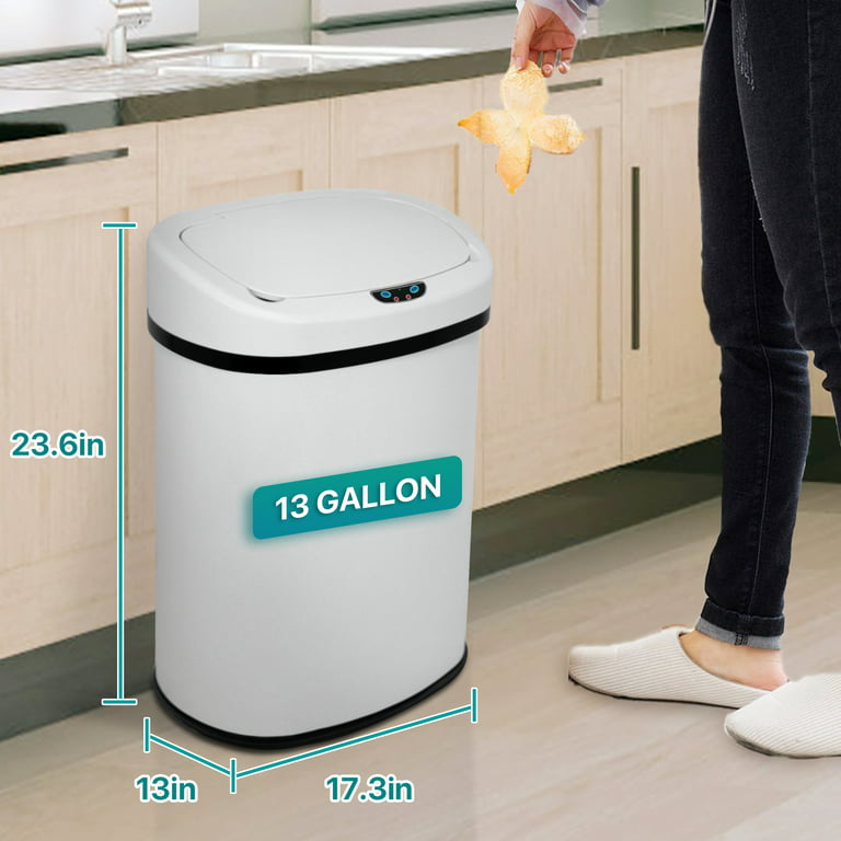  Automatic Trash Can 13 Gallon, Kitchen Garbage Can, Motion  Sensor Trash Can with Lid, Electric Touchless Trash Bin 50 Liter, Tall  Smart Garbage Bin, Auto Trashcans for Kitchen Bathroom Bedroom Office 