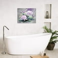 thumbnail image 2 of Zen Purple Floral Canvas Wall Art Water Lily Flower with Green Leaf Plant and Dragonfly Wall Art Nature Botanical Framed Wall Art for Bathroom Bedroom Living Room Wall Decor,12L x 16W inches, 2 of 6