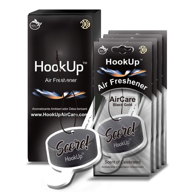 Ambientador para auto HookUp Hockey Black Gold, 4 unidades