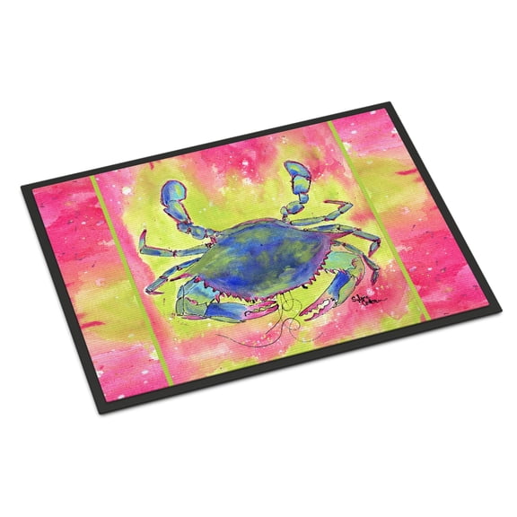 Blue Crab Bright Pink and Green Doormat 18x27