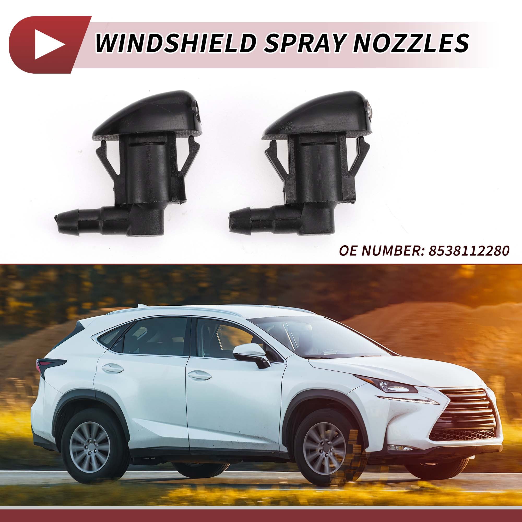 Unique Bargains 2pcs Washer Nozzle for Toyota Corolla 2005-2008 Black Plastic