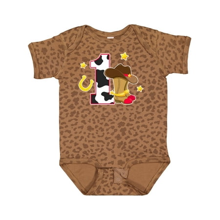

Inktastic Cowboy Birthday One Year Old with Cowboy Boots Gift Baby Boy Bodysuit