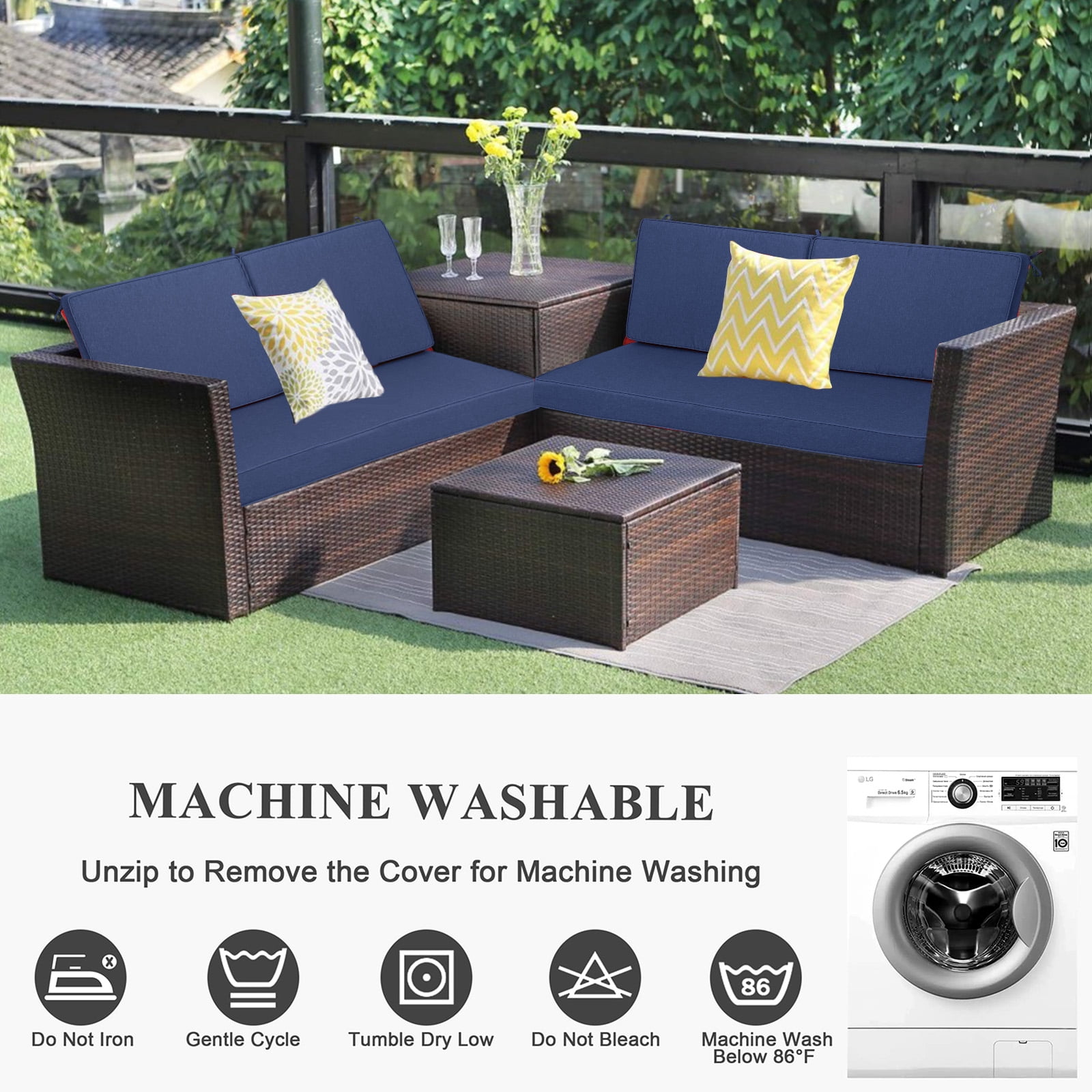 swing Outdoor Loveseat Cushion Set 48 x 28 inch,Waterproof Weather & Fade Resistant Seat and Backrest Cushion Set for Couch, Swing, Bench