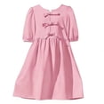 thumbnail image 3 of SHenli Girls Dresses Bowknot Puff Sleeve Skirt Crewneck Short Sleeve Dress Soild Color Casual Sundress Skirts for 5-14 Years, 3 of 3