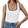 thumbnail image 4 of Summer Sleeveless Color Block Women Square Neckline Tank Tops Slim Vest Camisole, 4 of 5