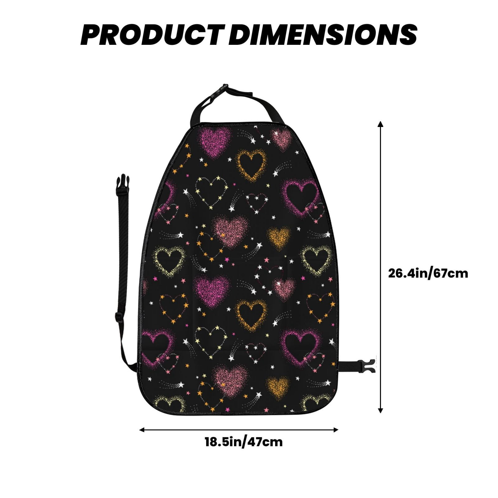Kdxio Heart and Stars Print 2 Pack Car Kick Mat Seat Cover Back Protector Mat with Pockets for Organizer Backseat Protector and Storage Anti Kick Pad for Vehicles