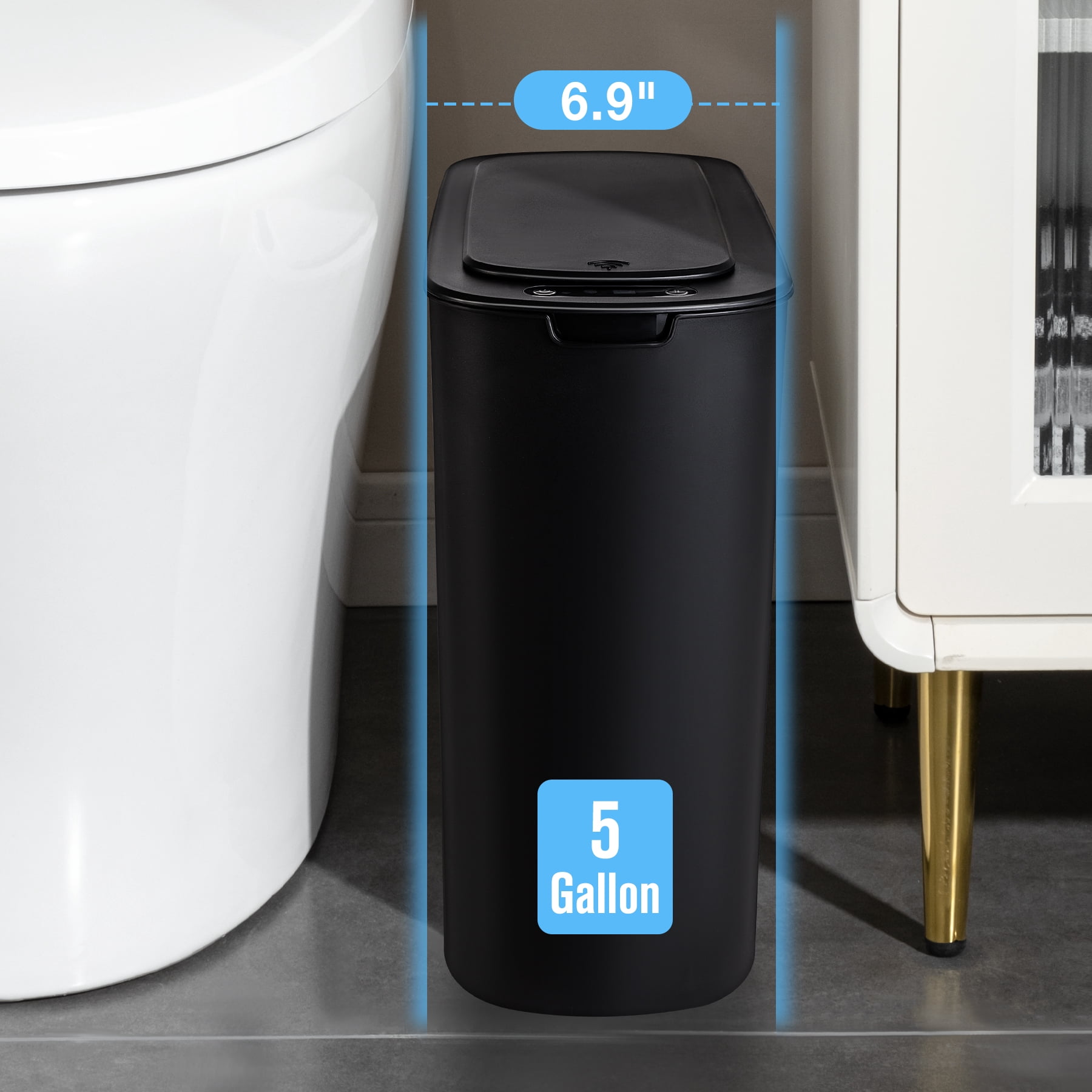 Cesun 5 Gallon Trash Can, Touchless Sensor for Bathroom, Office, Rv, Bedroom, Living Room, Black