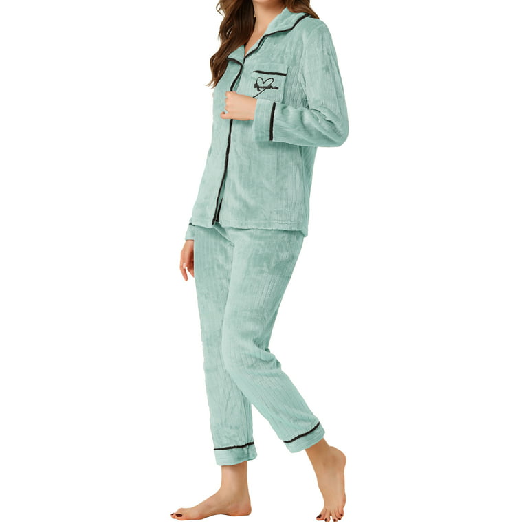 Allegra K Women's Pajama Sets Sleepwear Button Down Soft Night Suit Pj  Lounge Sets