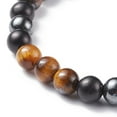 thumbnail image 4 of 25 pc Natural Wood & Tiger Eye & Hematite Round Beaded Stretch Bracelet Gemstone Jewelry for Women Inner Diameter: 2-3/8 inch(5.9cm), 4 of 4