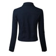 thumbnail image 4 of MixMatchy Women's Solid Button Down Long Sleeve Classic Outerwear Cropped Denim Jacket, 4 of 4