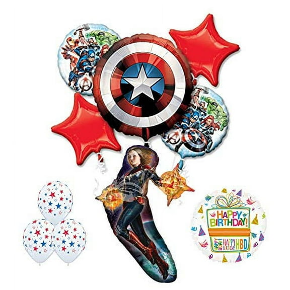Mayflower Products The Ultimate Avengers Captain Marvel Birthday Party Supplies and Balloon Decorations
