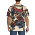 thumbnail image 3 of Gukieu Samurai Frog Guitar Print Men's Short-sleeved Shirts, Button-down Pocket Shirts, T-shirts, Beach Vacation Travel Summer Clothing-Medium, 3 of 5