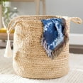 thumbnail image 2 of LR Home Braided Round Jute 17" Storage Basket with Handles, Natural/Tan Solid, 2 of 11