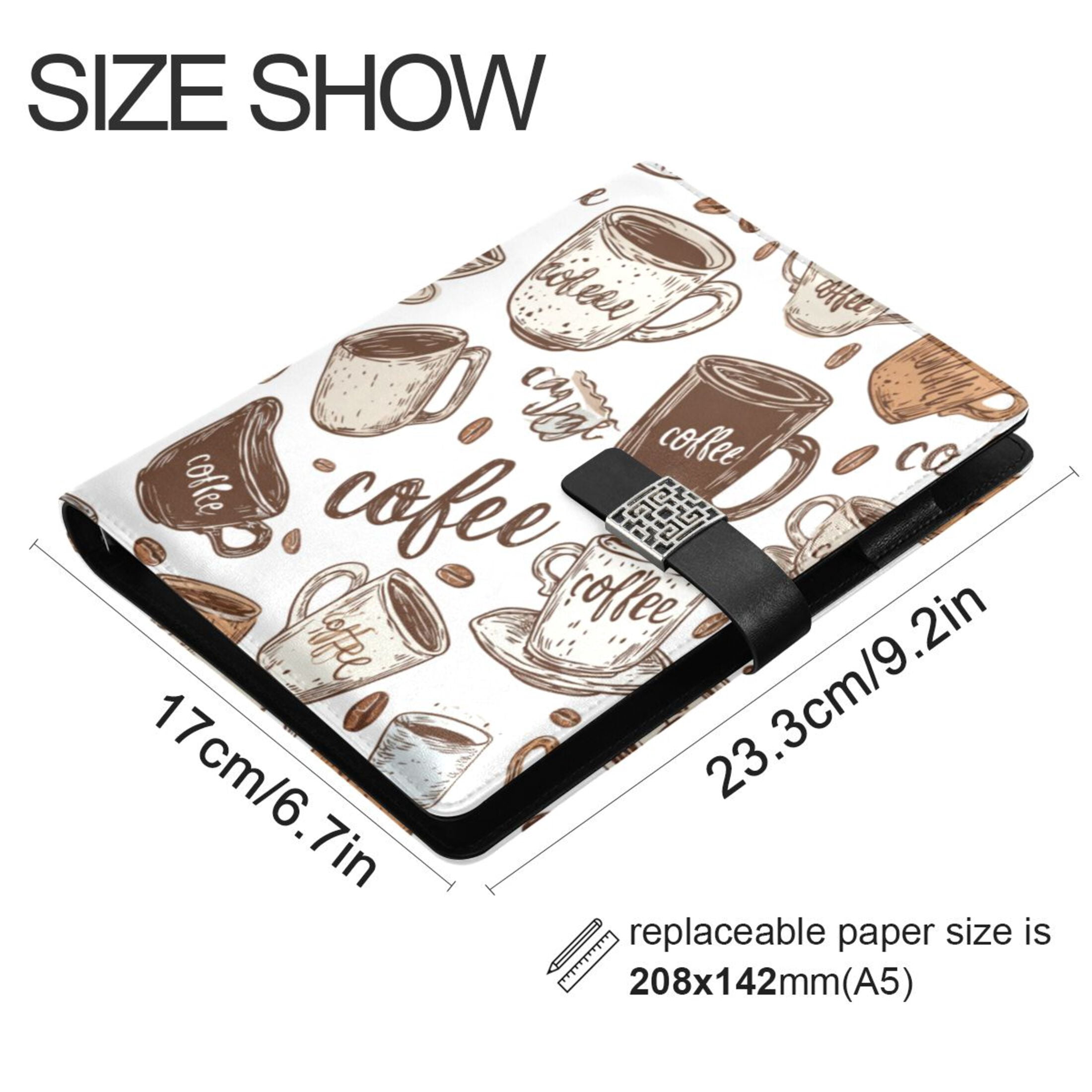 Leather Planner Leather Notebook Notebook Journal Binder Design Pen Pocket Design Convenient for Storage Coffee Cup Seamless