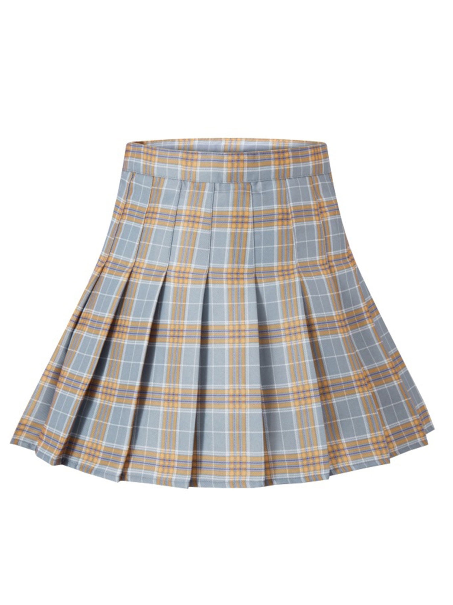 brown plaid skater skirt