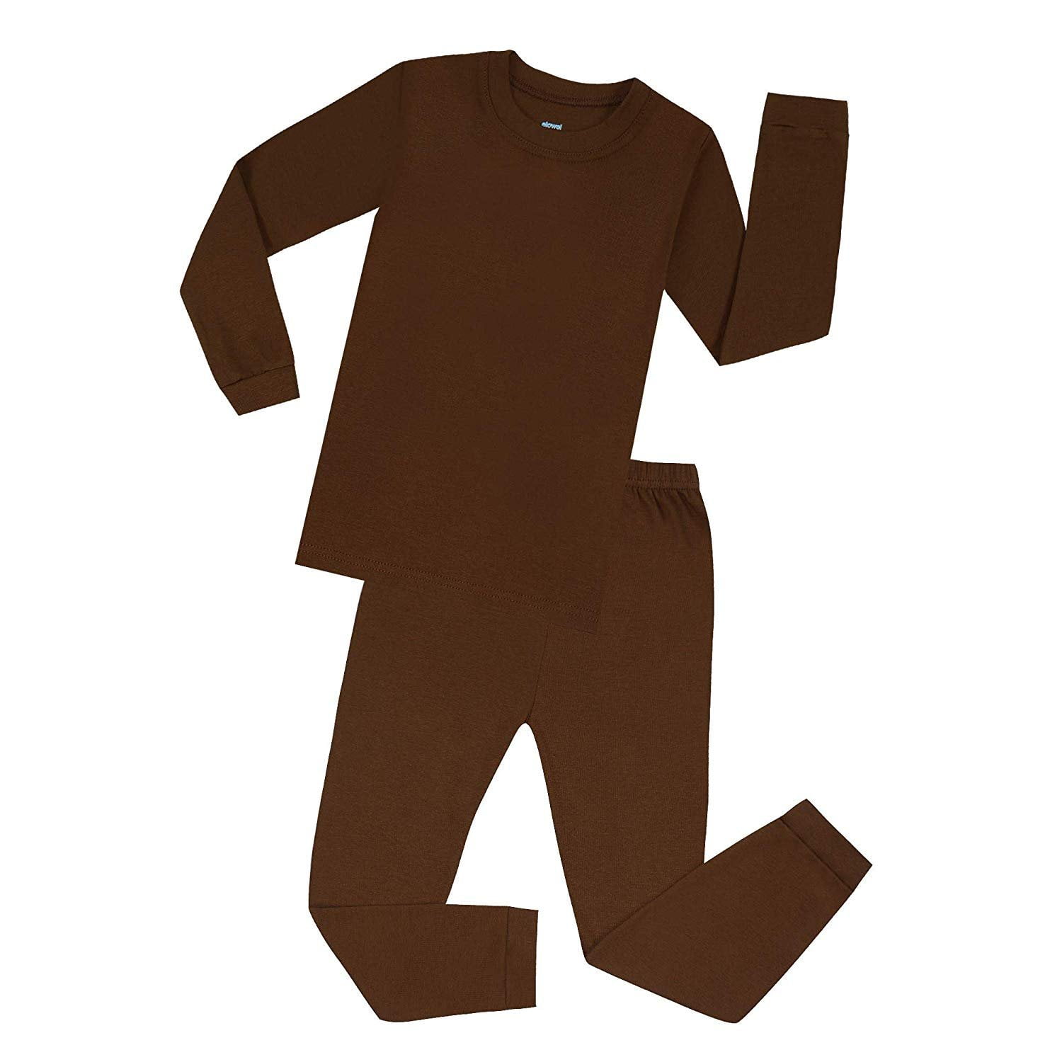 Elowel Boys Brown Solid 2 Piece Pajama Set 100% Cotton Size 12 M -12 ...