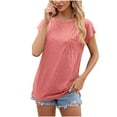 thumbnail image 4 of Olyvenn Womens Summer Tops Trendy Dressy Solid Color Blouses Short Sleeves Round Neck Loose Fit Lightweight Business Shirts Pink 10, 4 of 4